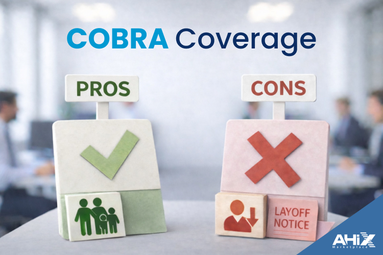 Pros and cons of COBRA coverage after layoff—keep employer health plan and doctors vs high monthly COBRA premium and expensive continuation coverage.